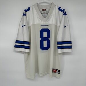 Vintage Nike Dallas Cowboys Troy Aikman 8 White Football Jersey XL NFL